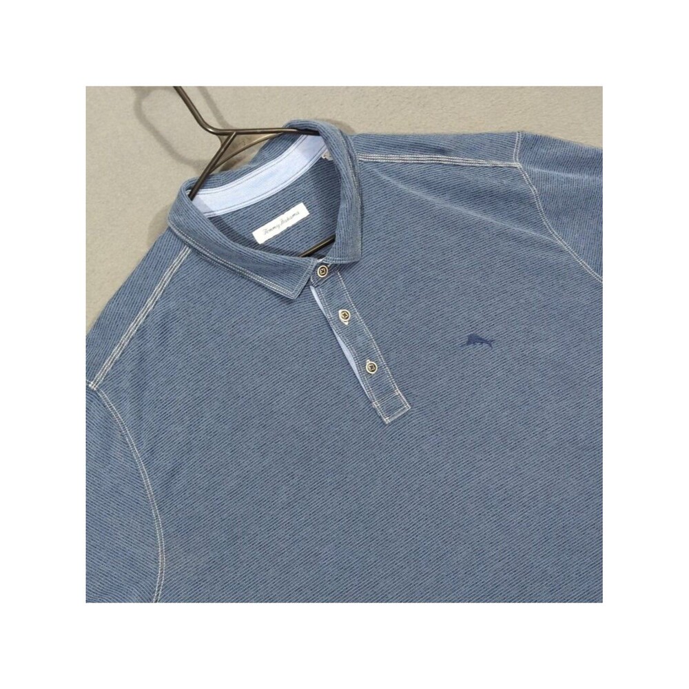 Tommy Bahama Polo Shirt Men's 3XLT Blue Tencel Modal Bend Short Sleeve